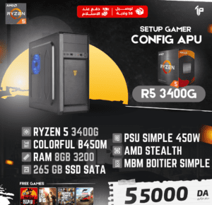 CONFIG RYZEN 5 3400G I VEGA 11 I 8GB RAM DDR4 I 256GB SSD I B450 COLORFUL